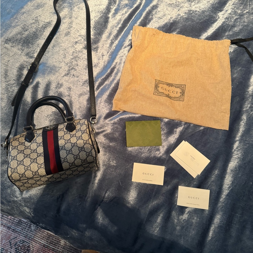 Gucci navy and red mini crossbody.